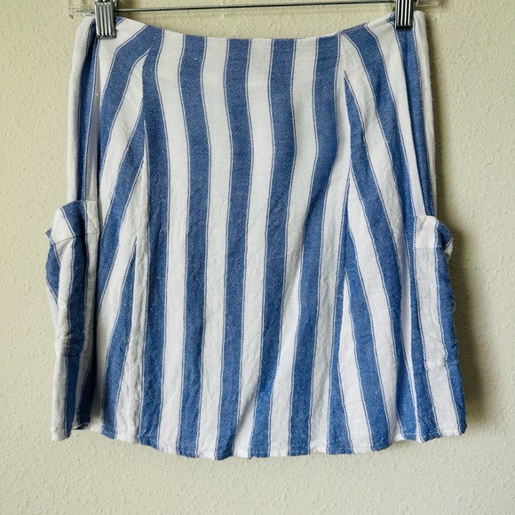 Rails Willow Pacifica Blue Button Front Vertical Stripe Mini Skirt - Picture 3 of 5